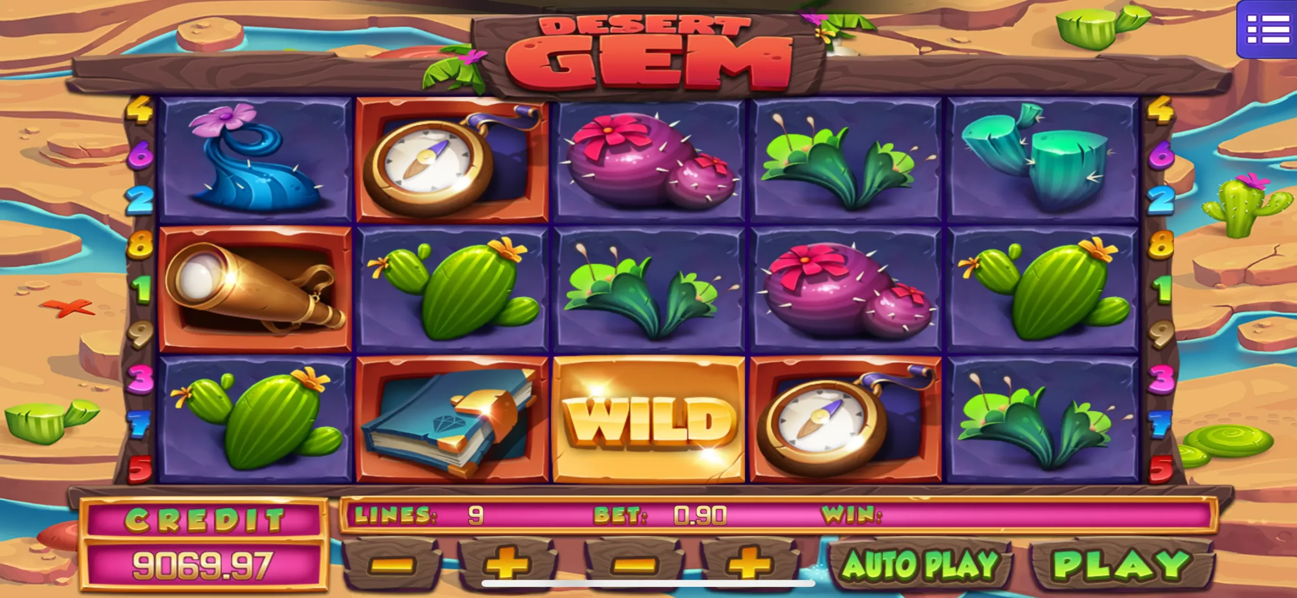 Mega888 Desert Gem Slot Game Interface