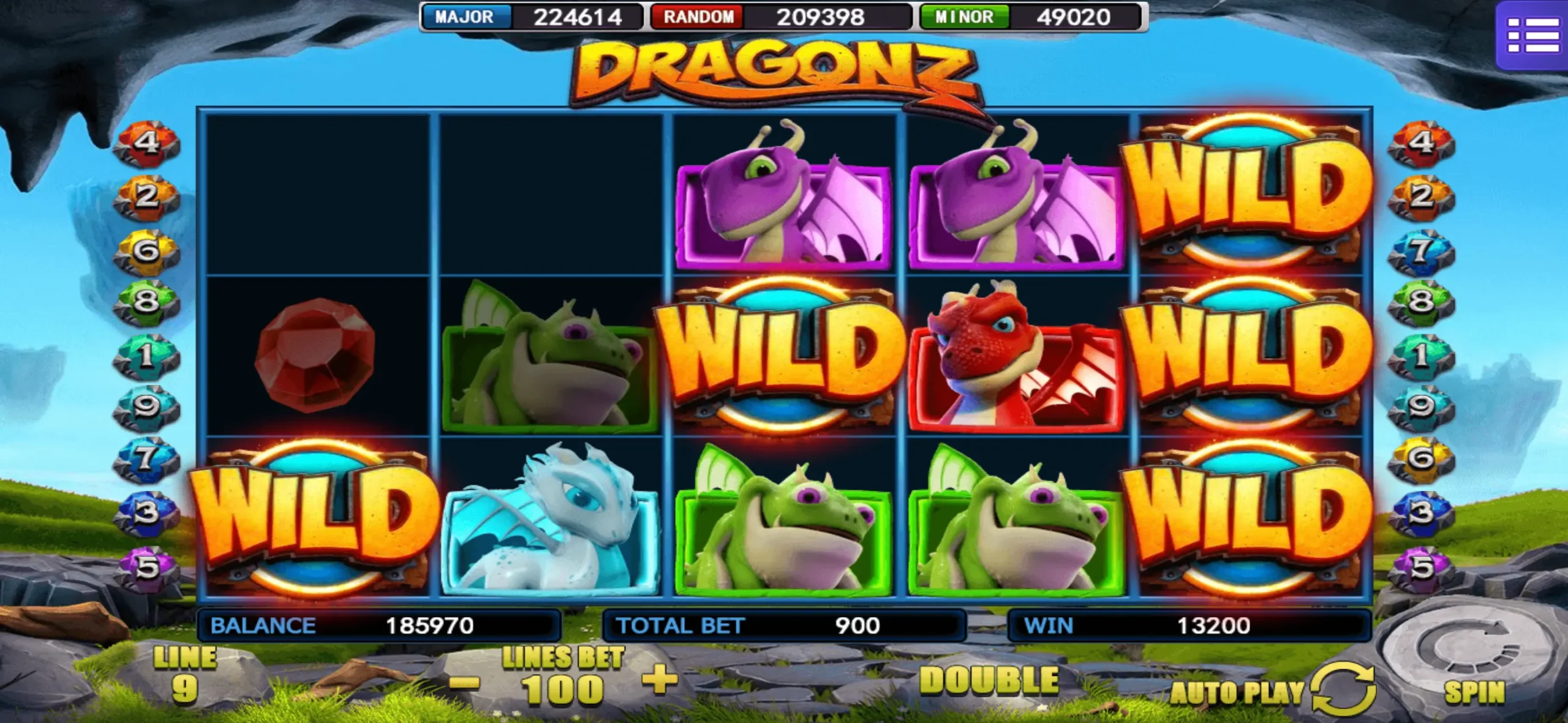 Mega888 Dragons Slot Game Interface – Fiery Dragon Battle Theme