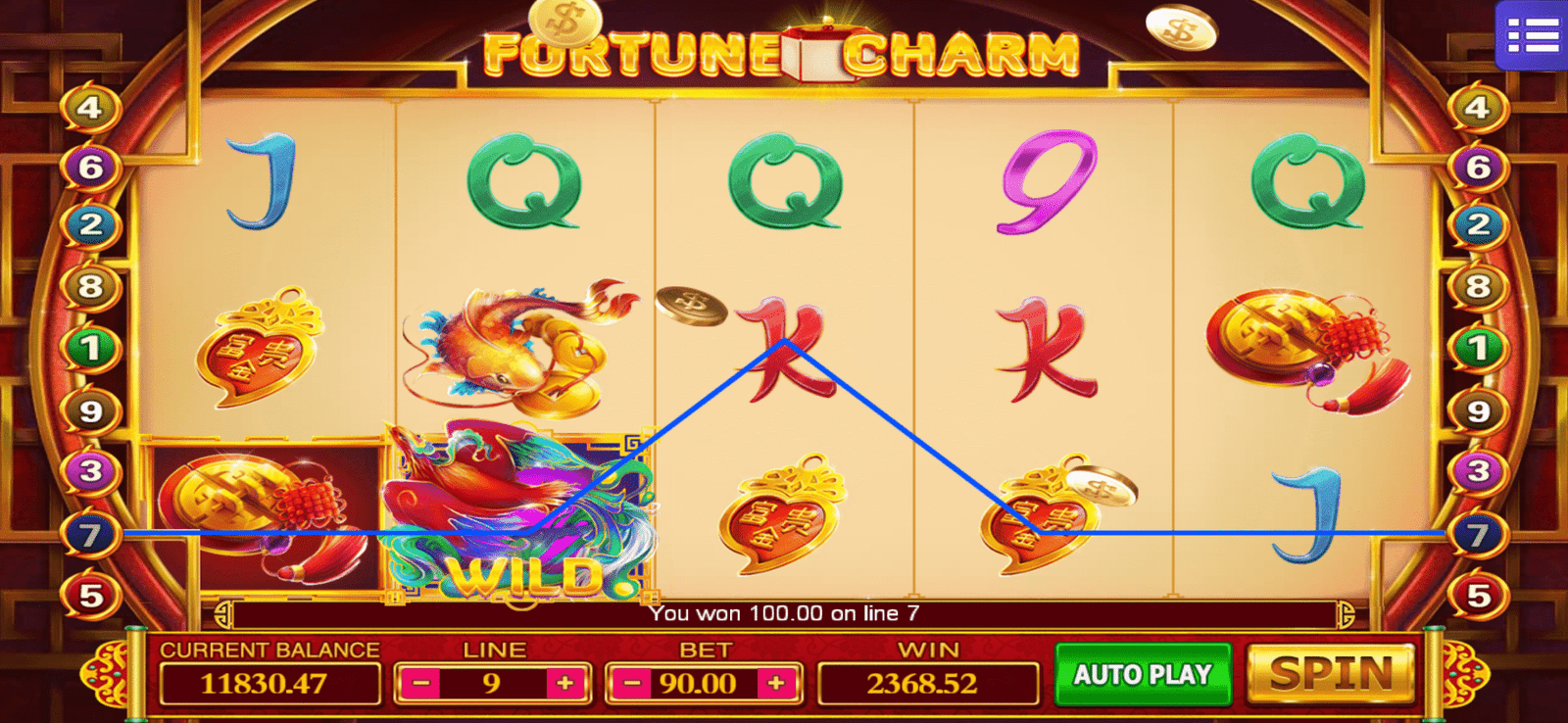 MEGA888 Fortune Charm Slot Game Interface – Lucky Dragon Theme